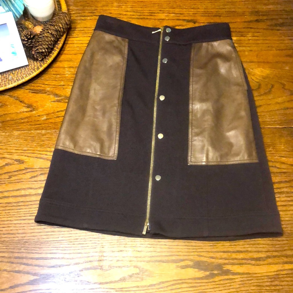 NWOT Lafayette 148 New York  wool and leather skirt